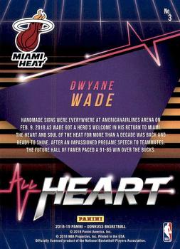 2018-19 Donruss - All Heart #3 Dwyane Wade Back