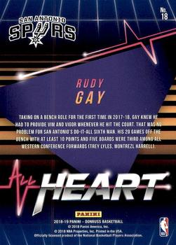 2018-19 Donruss - All Heart #18 Rudy Gay Back