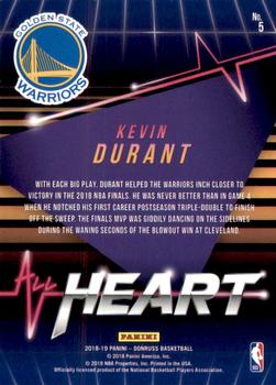 2018-19 Donruss - All Heart Press Proof #5 Kevin Durant Back