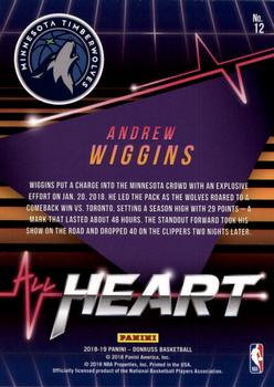 2018-19 Donruss - All Heart Press Proof #12 Andrew Wiggins Back