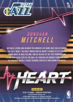 2018-19 Donruss - All Heart Press Proof #15 Donovan Mitchell Back