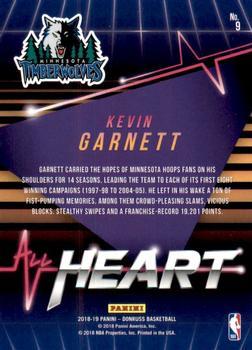 2018-19 Donruss - All Heart Press Proof Black #9 Kevin Garnett Back
