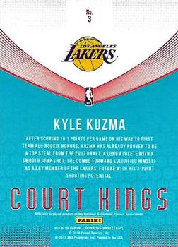 2018-19 Donruss - Court Kings Press Proof #3 Kyle Kuzma Back