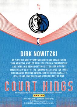 2018-19 Donruss - Court Kings Press Proof #12 Dirk Nowitzki Back