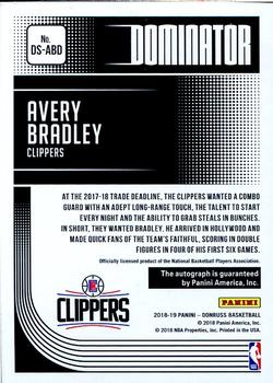 2018-19 Donruss - Dominator Signatures #DS-ABD Avery Bradley Back