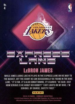 2018-19 Donruss - Express Lane #4 LeBron James Back