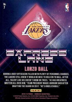 2018-19 Donruss - Express Lane #7 Lonzo Ball Back
