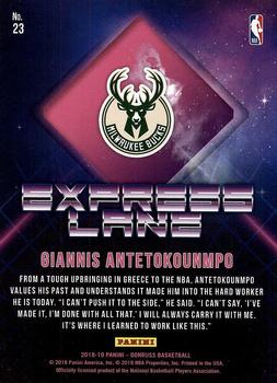 2018-19 Donruss - Express Lane #23 Giannis Antetokounmpo Back