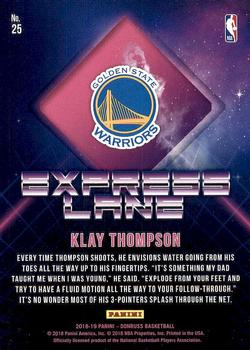 2018-19 Donruss - Express Lane #25 Klay Thompson Back