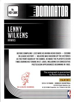 2018-19 Donruss - Hall Dominator Signatures #HD-LWK Lenny Wilkens Back