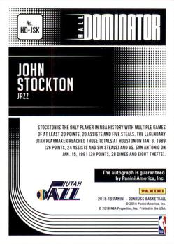 2018-19 Donruss - Hall Dominator Signatures #HD-JSK John Stockton Back
