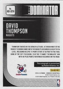 2018-19 Donruss - Hall Dominator Signatures Gold #HD-DTH David Thompson Back