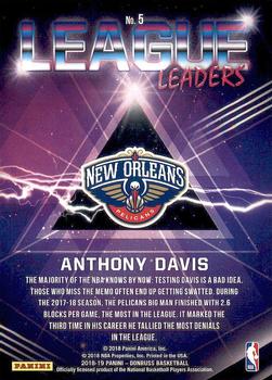 2018-19 Donruss - League Leaders #5 Anthony Davis Back