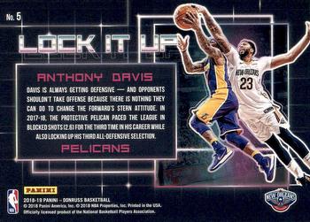 2018-19 Donruss - Lock It Up #5 Anthony Davis Back