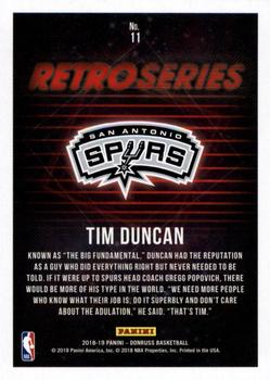 2018-19 Donruss - Retro Series Press Proof #11 Tim Duncan Back