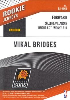 2018-19 Donruss - Rookie Jerseys #RJ-MKB Mikal Bridges Back