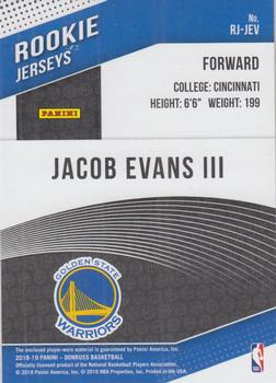 2018-19 Donruss - Rookie Jerseys #RJ-JEV Jacob Evans III Back