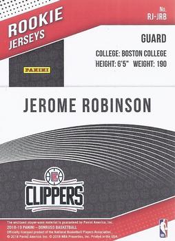 2018-19 Donruss - Rookie Jerseys #RJ-JRB Jerome Robinson Back