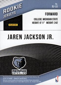 2018-19 Donruss - Rookie Jerseys #RJ-JJJ Jaren Jackson Jr. Back
