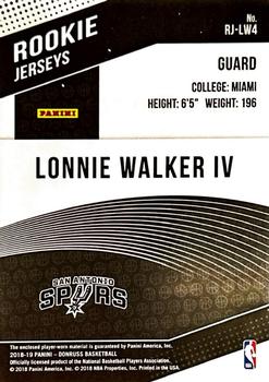 2018-19 Donruss - Rookie Jerseys #RJ-LW4 Lonnie Walker IV Back