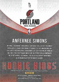 2018-19 Donruss - Rookie Kings #12 Anfernee Simons Back