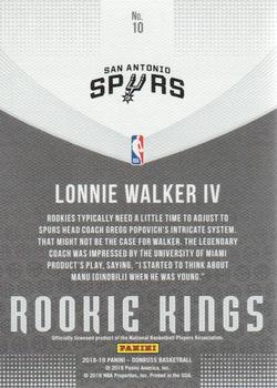 2018-19 Donruss - Rookie Kings Press Proof #10 Lonnie Walker IV Back