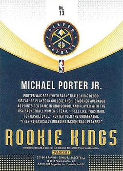 2018-19 Donruss - Rookie Kings Press Proof #13 Michael Porter Jr. Back