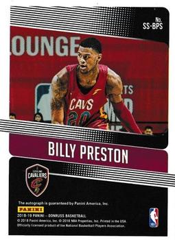 2018-19 Donruss - Significant Signatures #SS-BPS Billy Preston Back