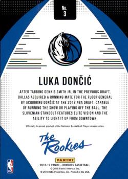 2018-19 Donruss - The Rookies Press Proof #3 Luka Doncic Back