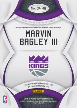 2018-19 Panini Certified - Certified Potential Autographs #CP-MB Marvin Bagley III Back