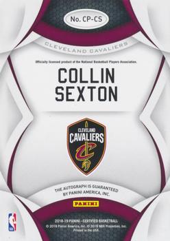 2018-19 Panini Certified - Certified Potential Autographs #CP-CS Collin Sexton Back