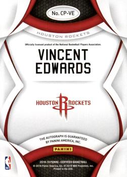 2018-19 Panini Certified - Certified Potential Autographs #CP-VE Vincent Edwards Back