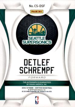2018-19 Panini Certified - Choice Signatures #CS-DSF Detlef Schrempf Back