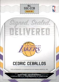 2018-19 Panini Certified - Signed Sealed Delivered #SSC-CCB Cedric Ceballos Back