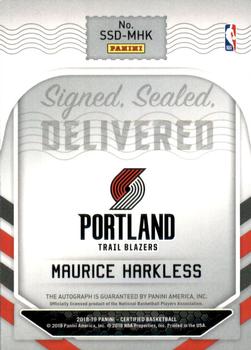 2018-19 Panini Certified - Signed Sealed Delivered #SSD-MHK Maurice Harkless Back