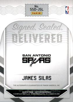 2018-19 Panini Certified - Signed Sealed Delivered #SSD-JSL James Silas Back