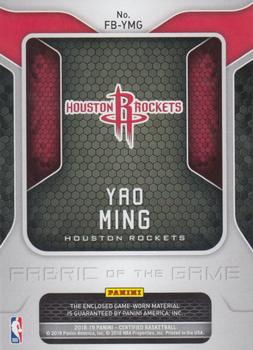 2018-19 Panini Certified - Fabric of the Game #FB-YMG Yao Ming Back