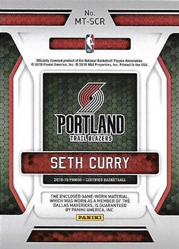2018-19 Panini Certified - Materials #MT-SCR Seth Curry Back