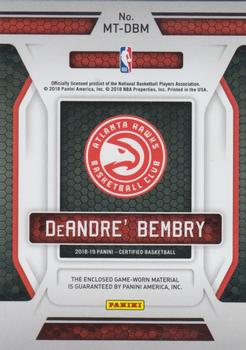 2018-19 Panini Certified - Materials #MT-DBM DeAndre' Bembry Back