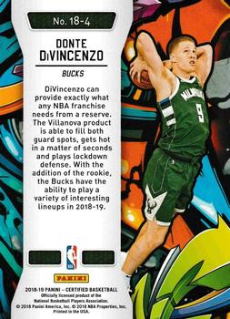 2018-19 Panini Certified - 2018 #18-4 Donte DiVincenzo Back