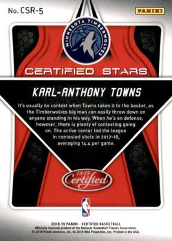 2018-19 Panini Certified - Certified Stars #CSR-5 Karl-Anthony Towns Back