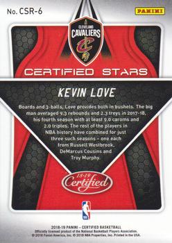 2018-19 Panini Certified - Certified Stars #CSR-6 Kevin Love Back