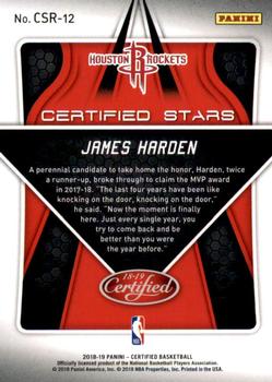 2018-19 Panini Certified - Certified Stars #CSR-12 James Harden Back