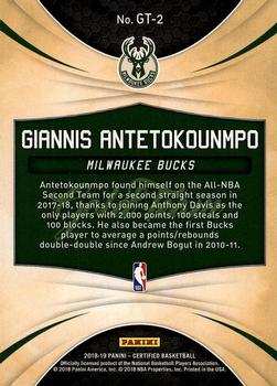 2018-19 Panini Certified - Gold Team #GT-2 Giannis Antetokounmpo Back