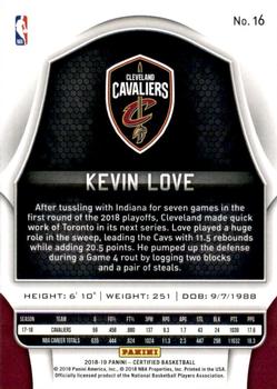 2018-19 Panini Certified - Base Mirror #16 Kevin Love Back