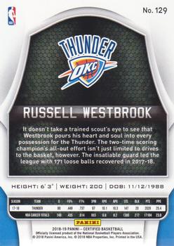 2018-19 Panini Certified - Base Mirror #129 Russell Westbrook Back