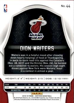 2018-19 Panini Certified - Red #44 Dion Waiters Back