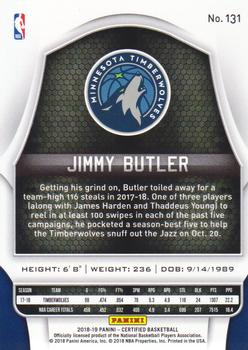 2018-19 Panini Certified - Blue #131 Jimmy Butler Back