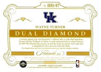 2018 Panini Flawless Collegiate - Dual Diamond Memorabilia Autographs #DDMA-WT Wayne Turner Back