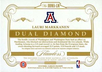 2018 Panini Flawless Collegiate - Dual Diamond Memorabilia Autographs Gold #DDMA-LM Lauri Markkanen Back